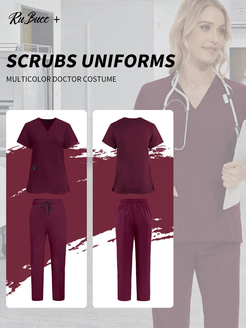 Scrubs Medical Unifroms Women Surgical Nursing Clothes V Neck Hospital Doctor Workwear Pet Clinic Veterinary Overalls Wholesale