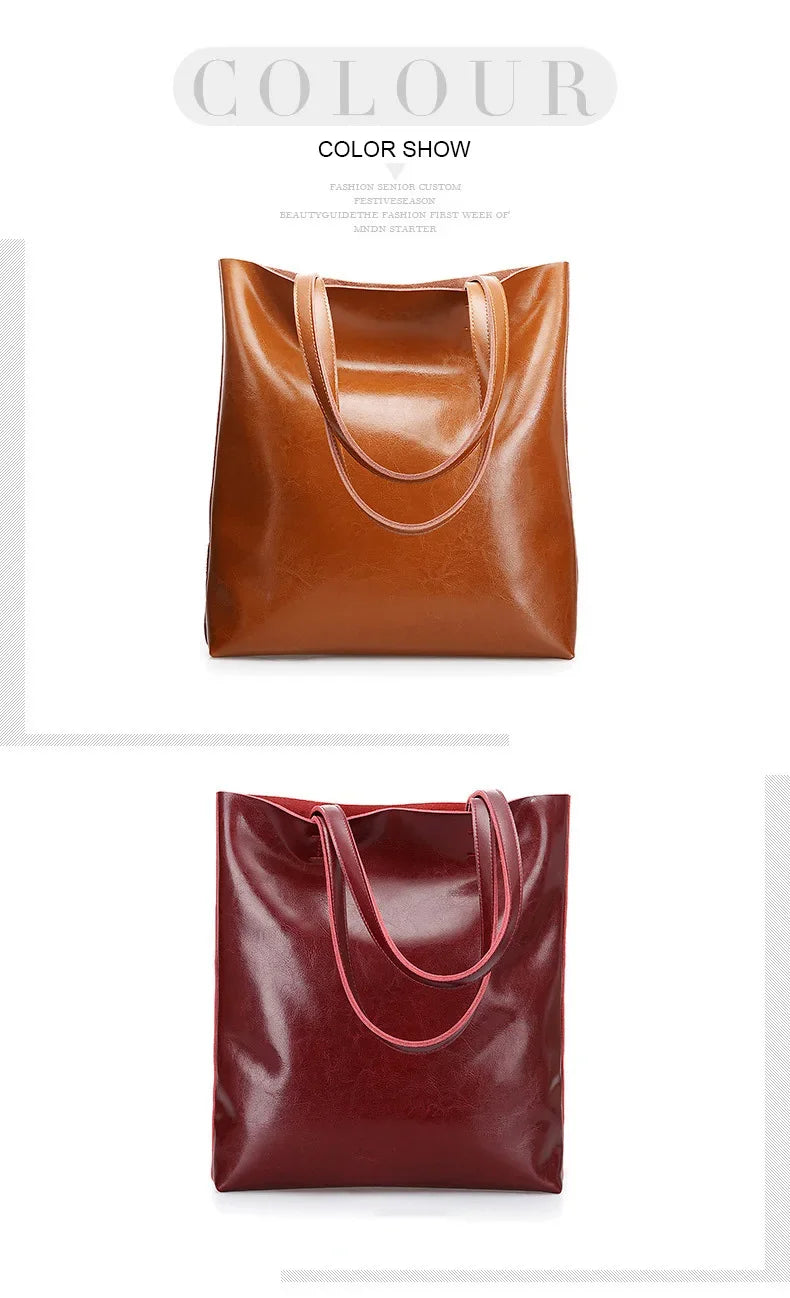 Real Leather Women's Handbag Fashion Top-handle Bags Ladies Tote Bag Minimalist Wallets Shoulder Tote Bag Portable Shopping Bag