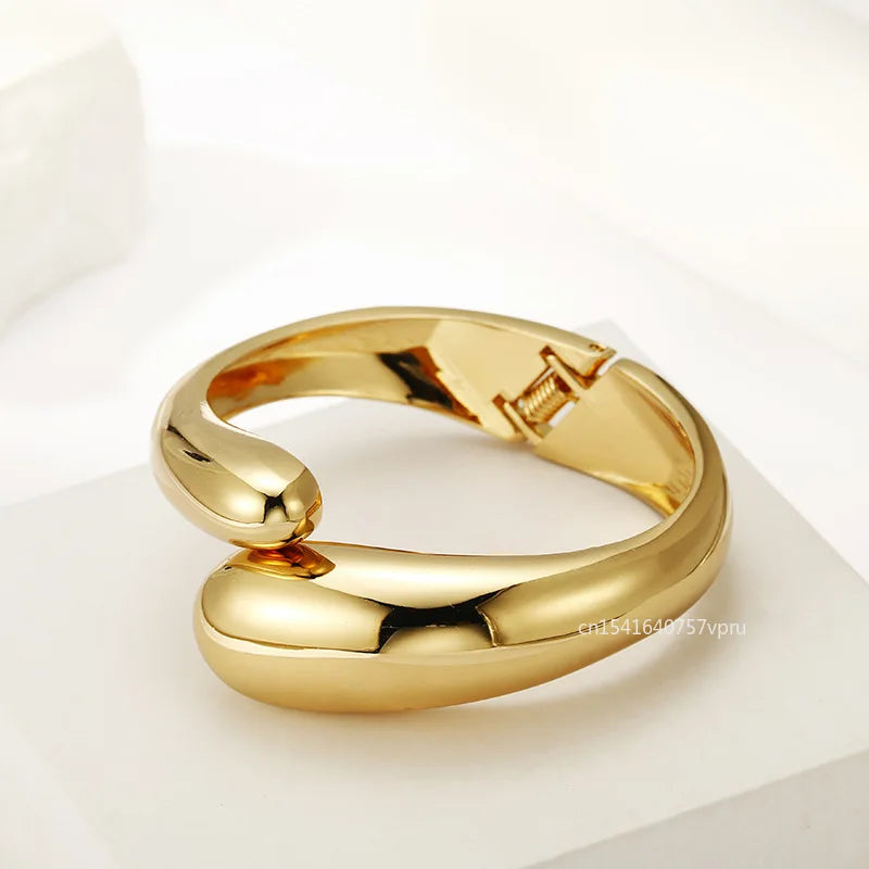 Top Quality Fashion Bangles Gold Color Alloy Simple Wide Opened Bangles Snake Bracelet & Bangles For Women