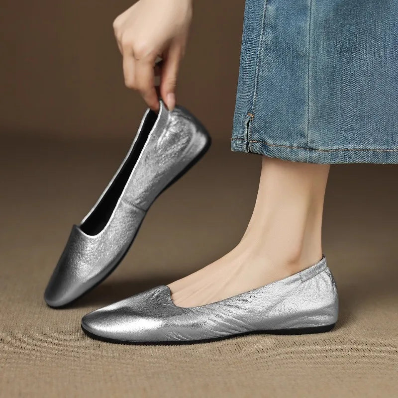 2025 New Women's Soft Sole Commuting Baotou  Shoes Spring and Autumn New Pull-on Non-slip Flat Shoes
