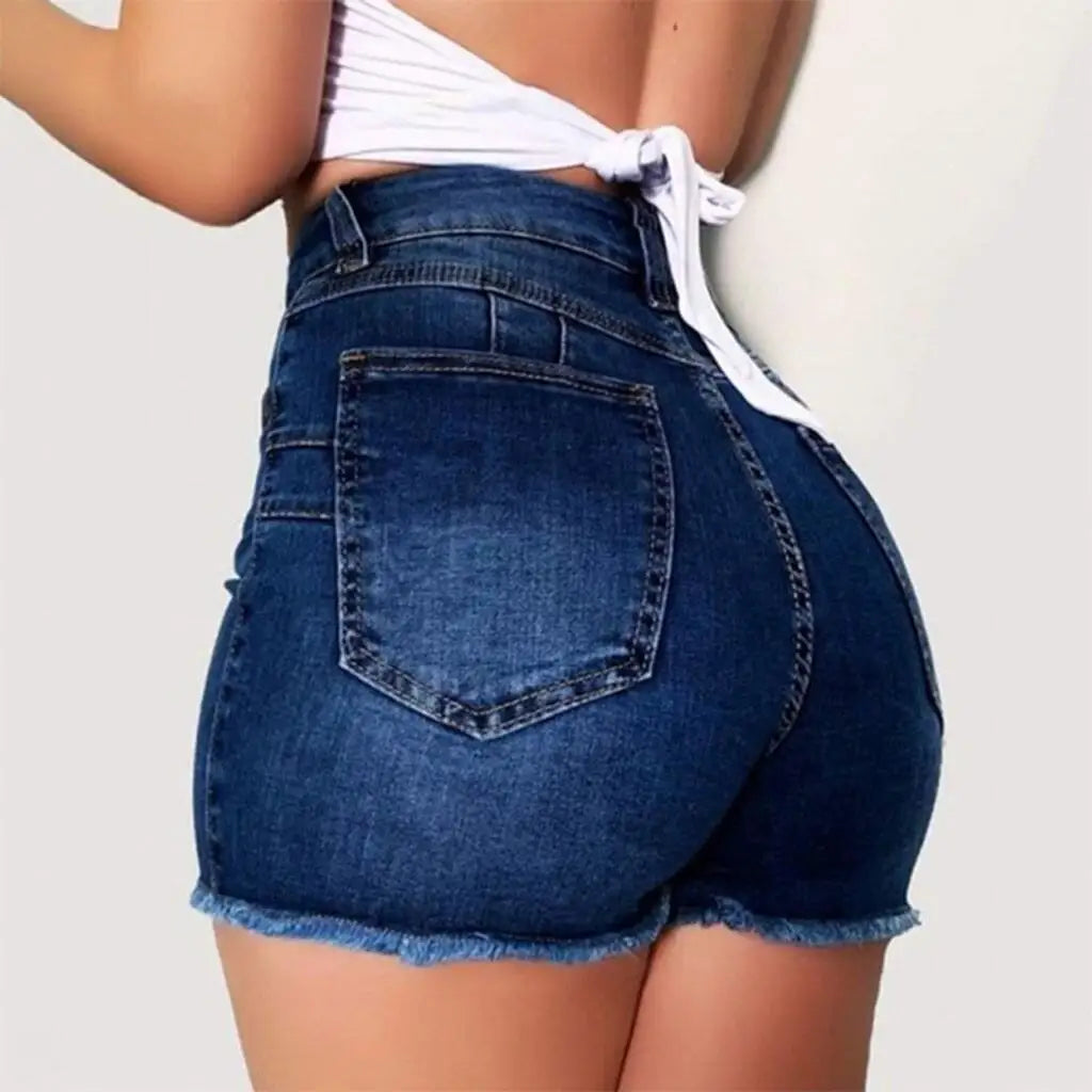 Sexy Hot Slim Denim Shorts Women Fashion Trendy All-match Solid Color Tight High Waist Short Jeans Lady Commuting Cowboy Outfits
