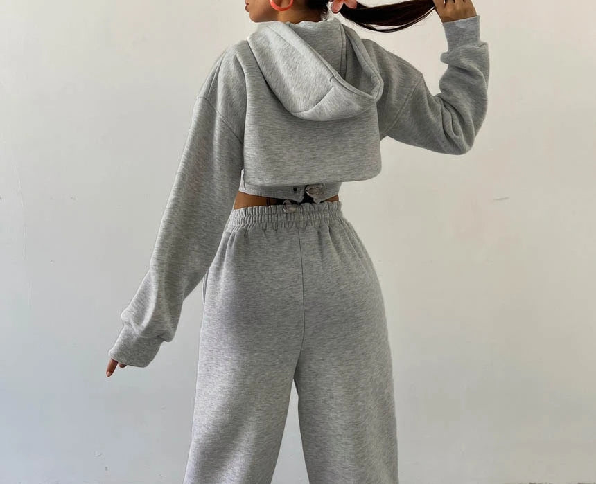 Sweat Suit Set Women Hoodies Three 3 Pieces Outfit Pants Sets Casual Loose Winter Warm Tracksuits 2 Two Pieces Solid Sportswear