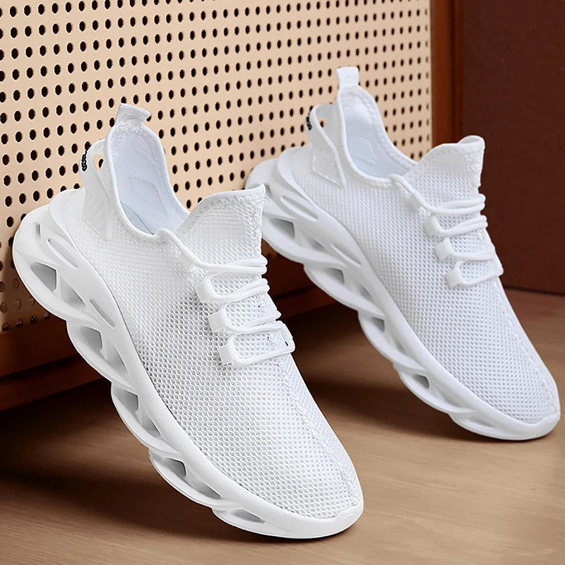 Men Sports Running Black Jogging Shoes Casual Sneakers Outdoor Breathable Mesh For Women Light Shock-absorption Black Tennis