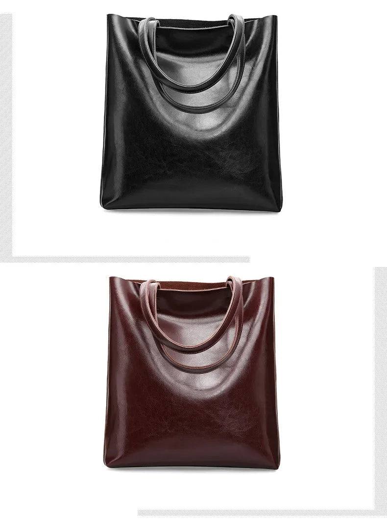 Real Leather Women's Handbag Fashion Top-handle Bags Ladies Tote Bag Minimalist Wallets Shoulder Tote Bag Portable Shopping Bag
