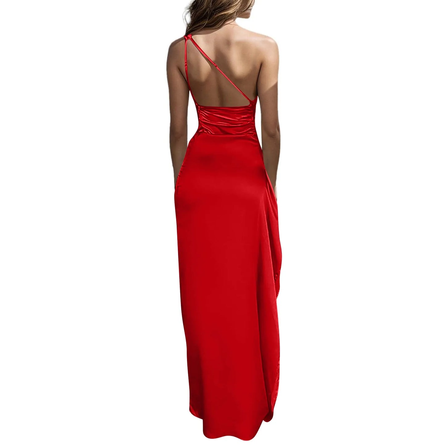 Sexy dresses for women Satin Backless Slim party Long Dress One Shoulder HighSplit Cocktail dress Wedding evening dresses elbise