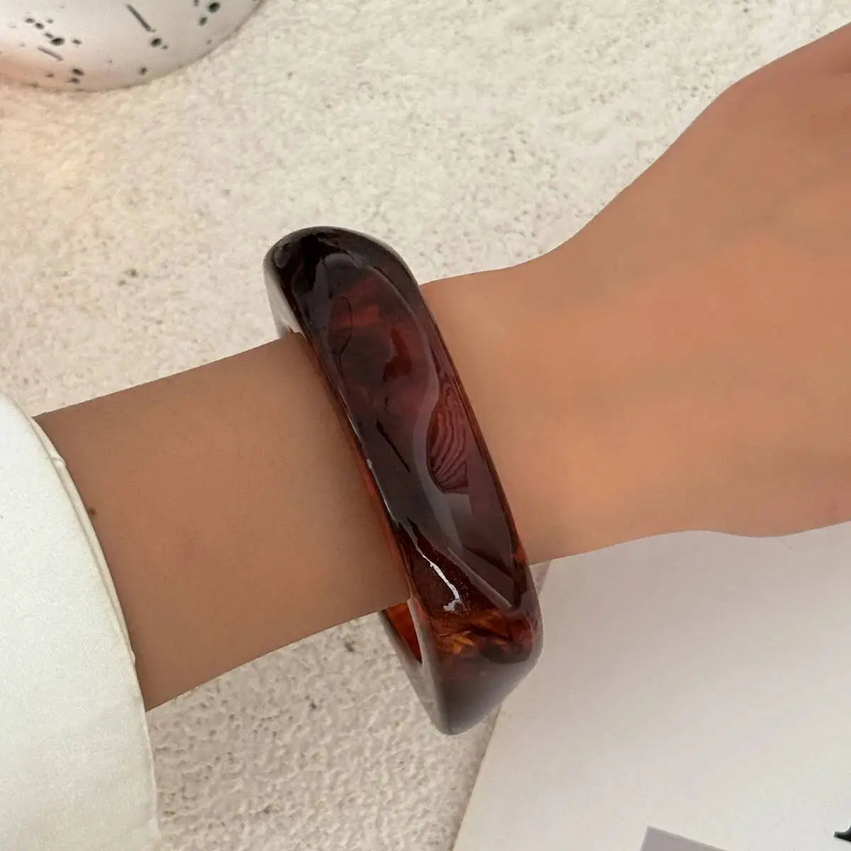3 Styles Boho Punk Resin Plastic Wide Bangles for Women Fashion Statement Hip Hop Charm Bracelets Grunge Jewelry Gift