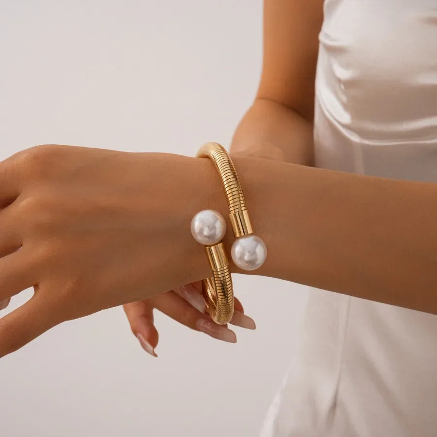 Golden Rock Geometric Metal Wide Open Bangles Statement Large Spring Cuff Bracelets Unisex Massive Party Jewelry Gifts New F