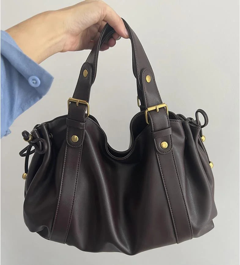 Women's Crossbody Simple Handbag Commuter Shoulder Boston Bag Stylish Versatile Work Bag Soft Polyester Interior