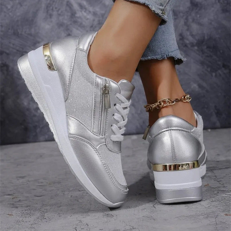 New Women's Wear-resistant Wedge Sneakers Lightweight Female Shoes Womens Vulcanized Shoes Breathable Shoes