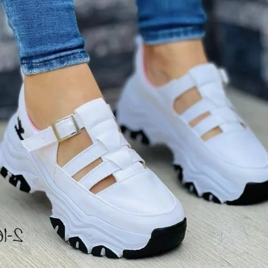 Fashion Sandals for Women Popular Buckle Thick Bottom Design Breathable Open Toed Women's Sandals Flat Casual Sports Shoes 슬리퍼
