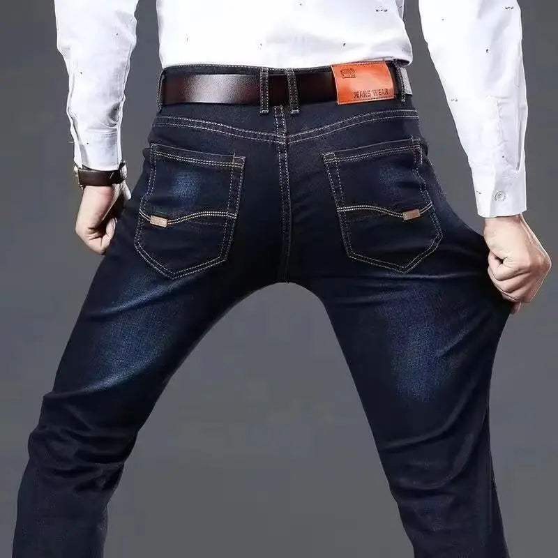 2025 Men's New Men's Fashion Casual Jeans Classic Style Casual Stretch Slim Fit Jeans Men's Denim Pants Black Blue Men's Style