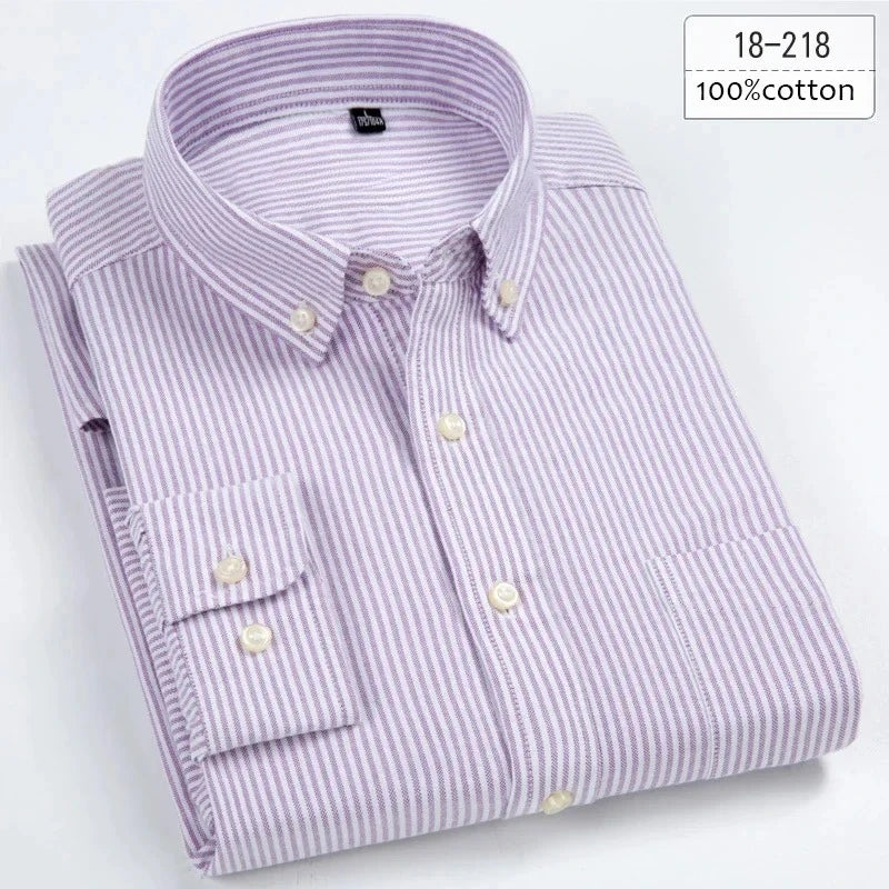 New in shirt plus size 8xL long-sleeve 100%cotton shirts for men slim fit formal plain shirt soft white black office clothes