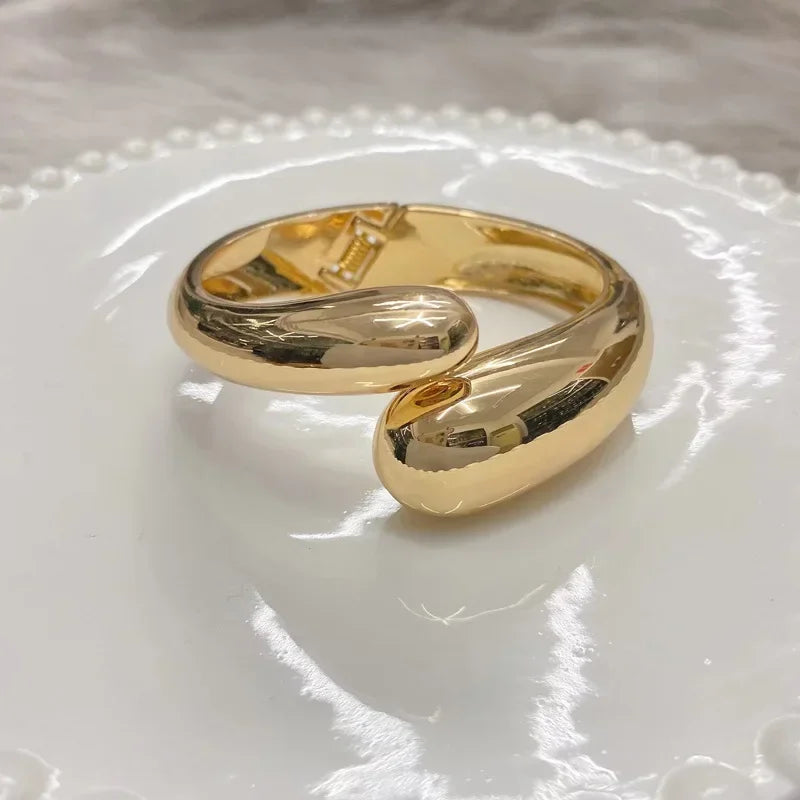 Top Quality Fashion Bangles Gold Color Alloy Simple Wide Opened Bangles Snake Bracelet & Bangles For Women