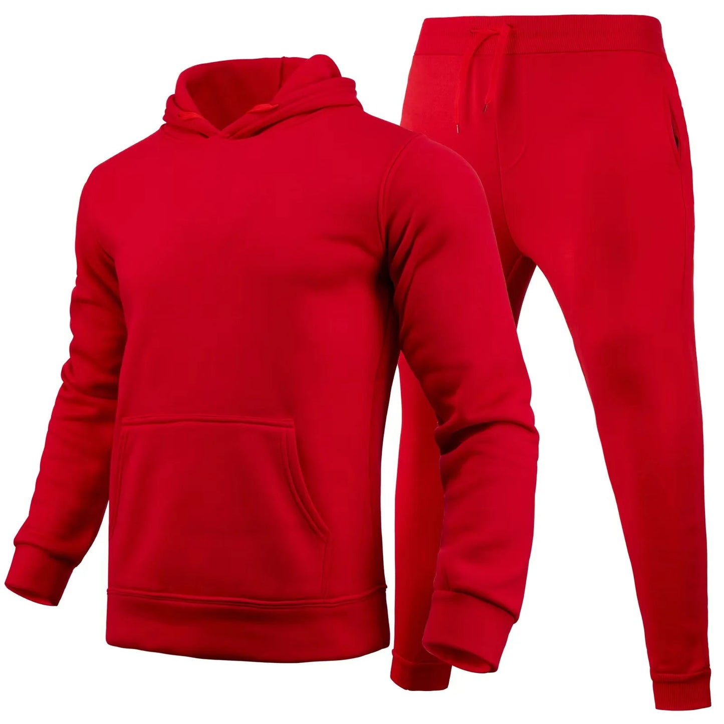 New Men Women Tracksuit Hoodies Casual Solid Color Thick Pullover and Long Pant 2-piece Set Men Autumn Fleece Jogger Sports Suit