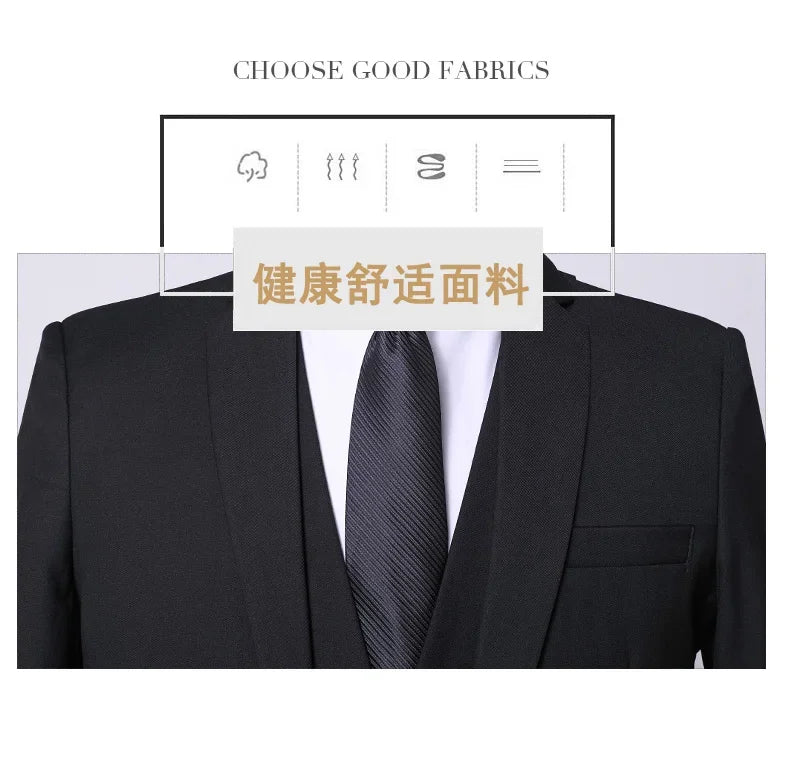 Suit Outdoor(Blazer+ Vest + Pants) Men's Formal Wedding Best Man Working Gentleman Fashion Slim Solid Color Business Office Suit
