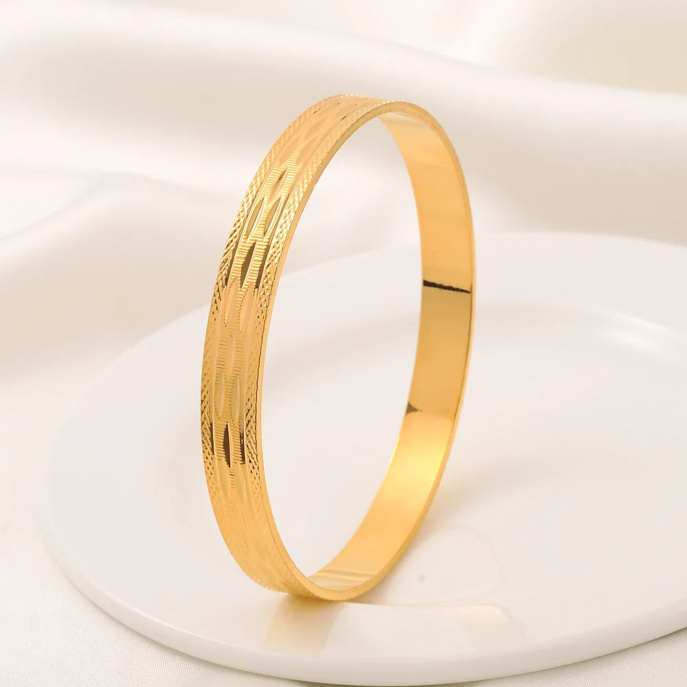 Classic Fashion 65MM Golden plating Dubai Wedding Bangles For Women Ethiopian Jewelry Indian Bracelets Birthday Jewelry Gift