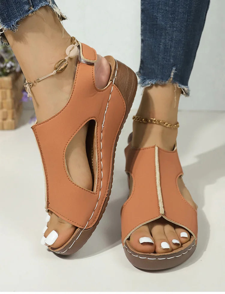 Women's Sandals Peep Toe Wedge Heel Sandals For Woman Shoes Summer Sandalias Mujer Low Platform Heels Sandals Heeled Shoes Women