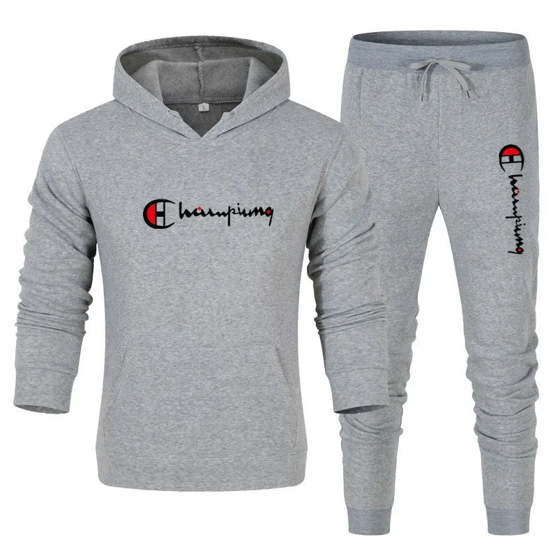 2025 Men's Tracksuit Hooded Sweatshirt+Sweatpants 2 Pcs Sets Sports Suit Casual Jogger Sportswear 2 Piece Male Streetwear Sets