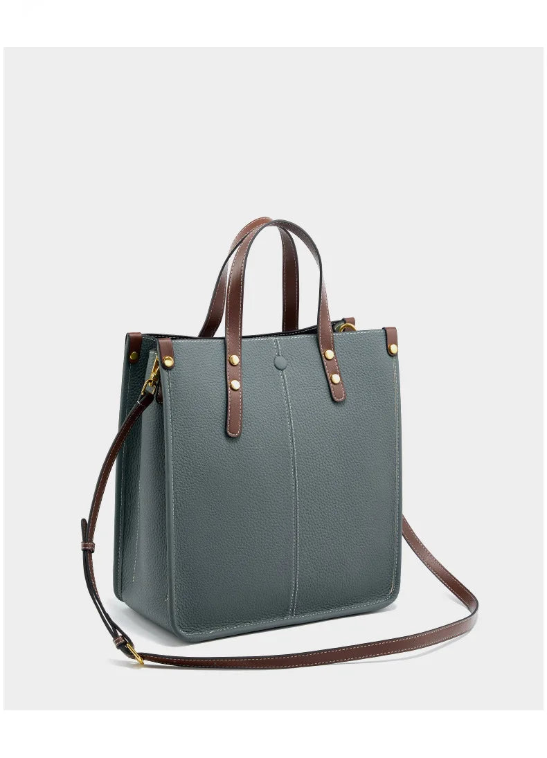 New Ladies Genuine Leather Handbags Big Women Bag Large Vintage Female 2025 Office Hand Shoulder Bags For Women Tote