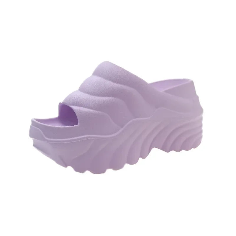 Women 10cm Increased Wedges Slippers 2024 Summer Breathable Casual Platform Slides Shoes for Women Light Slip on Female Sandals