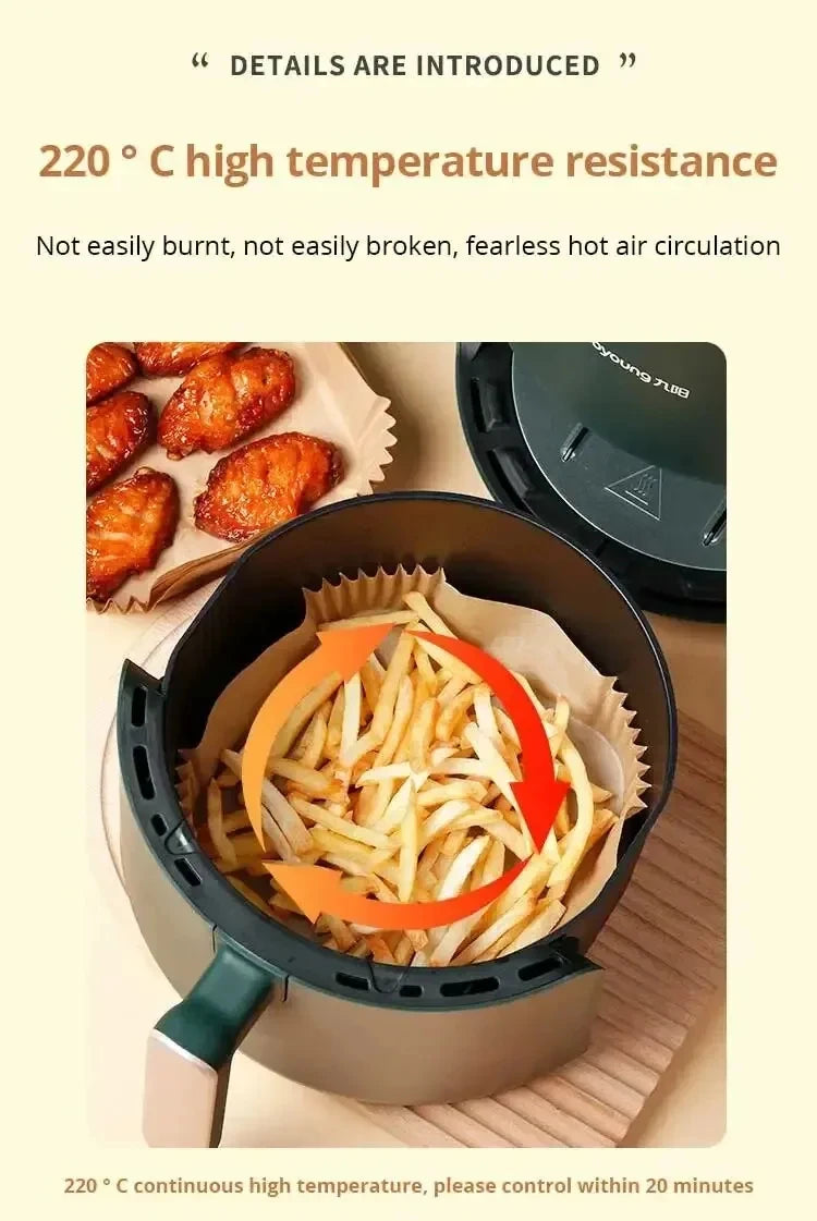 50pcs/set Air Fryer Papers Disposable Oil-proof Water-proof Liners Non-Stick Mats Baking Paper Trays Kitchen Cooking Accessories