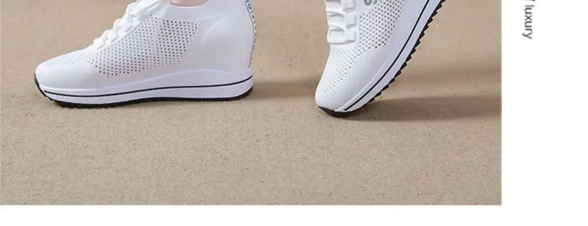 2025 Women's Wedges Shoes Platform Shoe Spring Breathable Casual Shoes Woman Fashion Sneakers Height Increasing Vulcanize Shoes