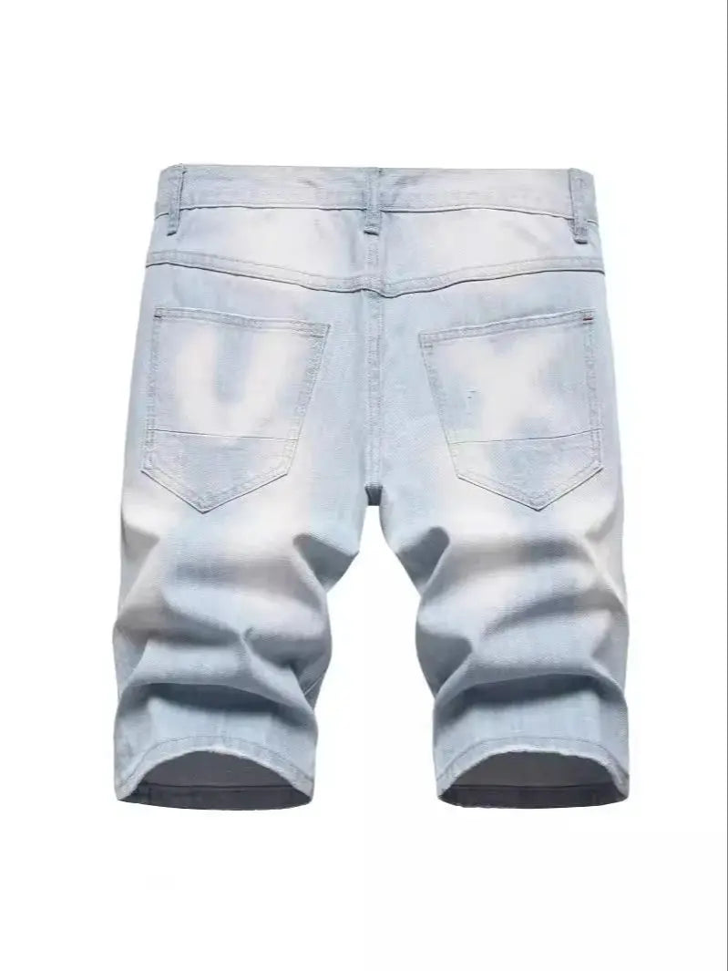 2024 New Summer Shorts Jeans Men Denim Pants Stretch Dark Blue Fashion Design Men's Jeans Slim Straight Male Short Jeans Hombre