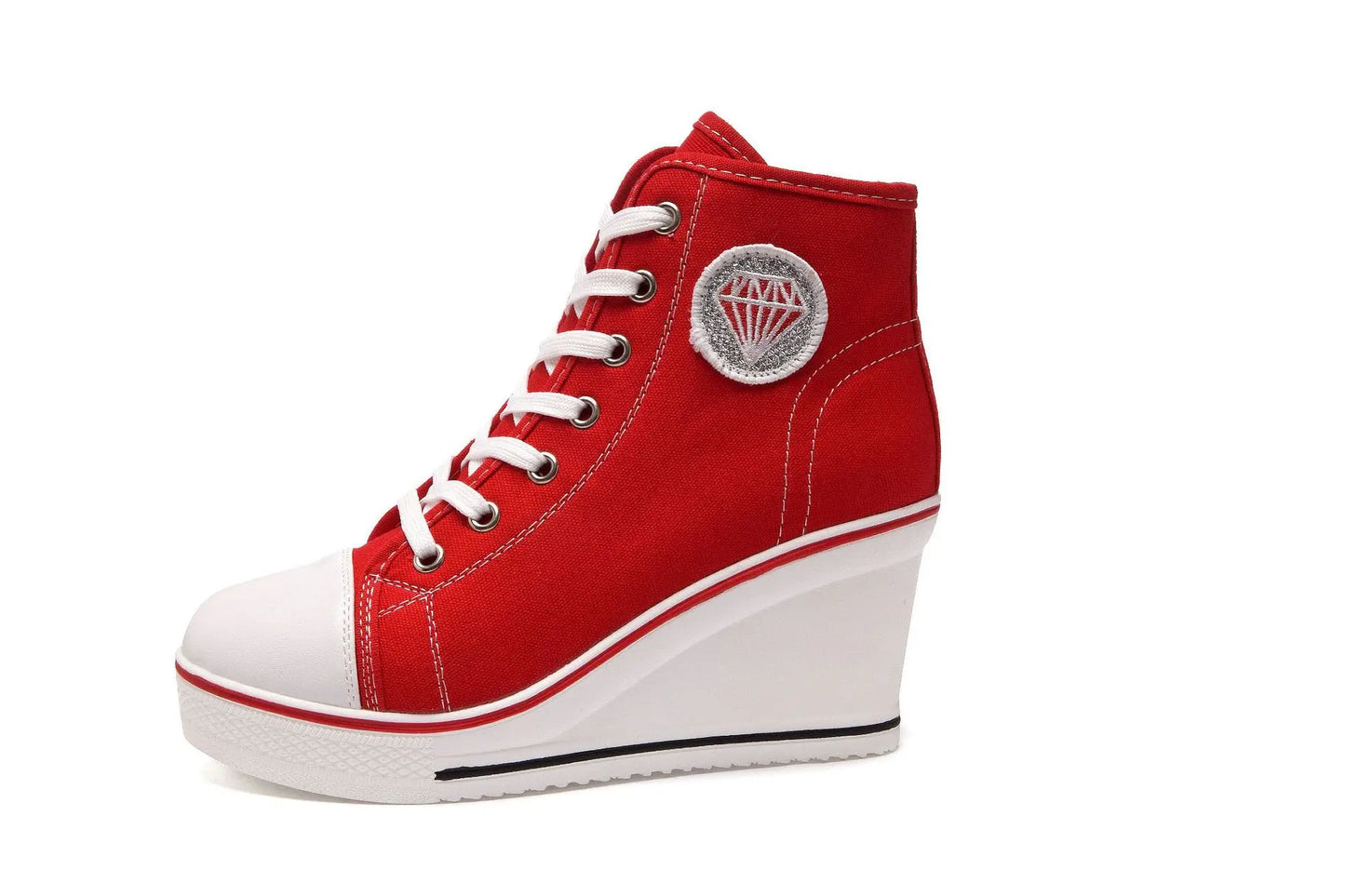 Wedge Heel Casual Shoes for Women New Canvas Shoes Side Zipper High Heel Lace Up Shoes Woman's Heightening Platform Sneakers