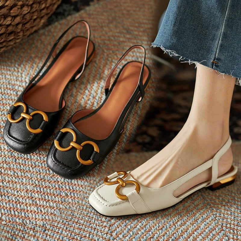 Fashion Women Sandals Elegant Casual Shoes for Woman 2022 Slip On Ladies Flats Office Party Square Heels Sandals Zapatos Mujer