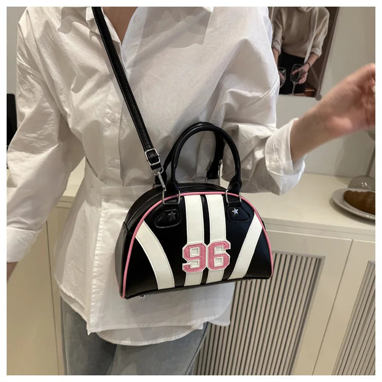 Striped Handbag Women Shoulder Bag, Chic Half Moon Armpit Bag, Stylish Tote Crossbody Bag for Women‘s Daily Work Party Travel
