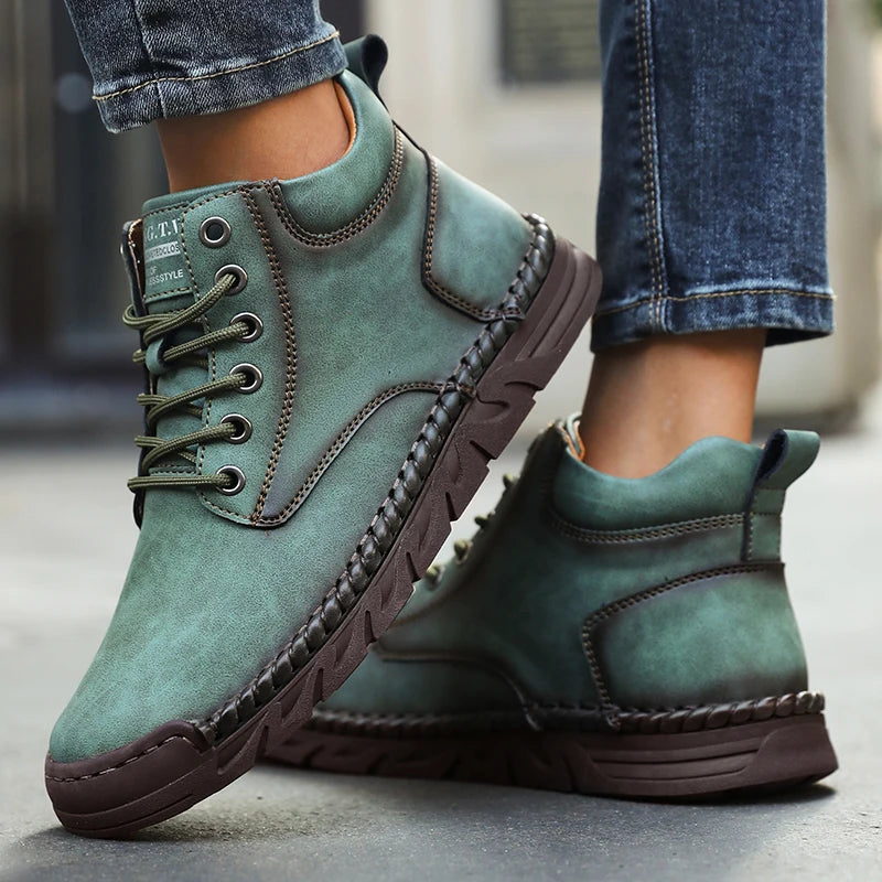 Women's Barefoot Sports Shoes Handmade Men's Boots Ankle Winter Happy Shoes Autumn Outdoor Hiking Boots High Top Shoes Anti Slip