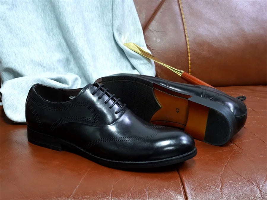 Men Dress Shoes High Quality Italian Elegant Round Toe Lace Up Shoes for Man Wedding Social Oxford dress Shoes