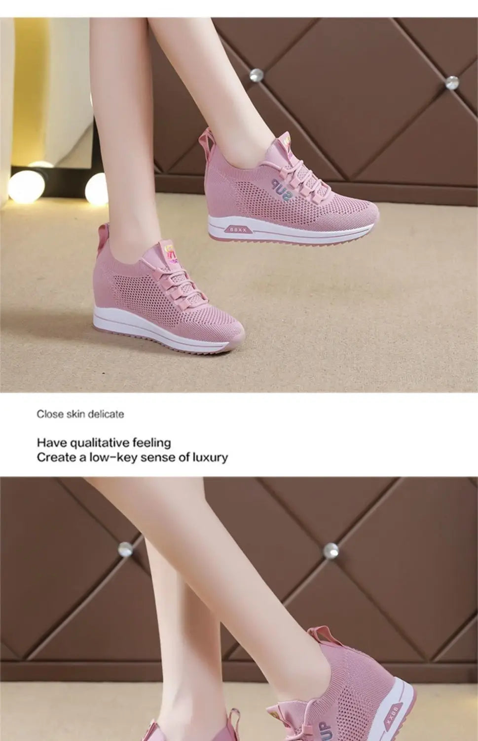 2025 Women's Wedges Shoes Platform Shoe Spring Breathable Casual Shoes Woman Fashion Sneakers Height Increasing Vulcanize Shoes
