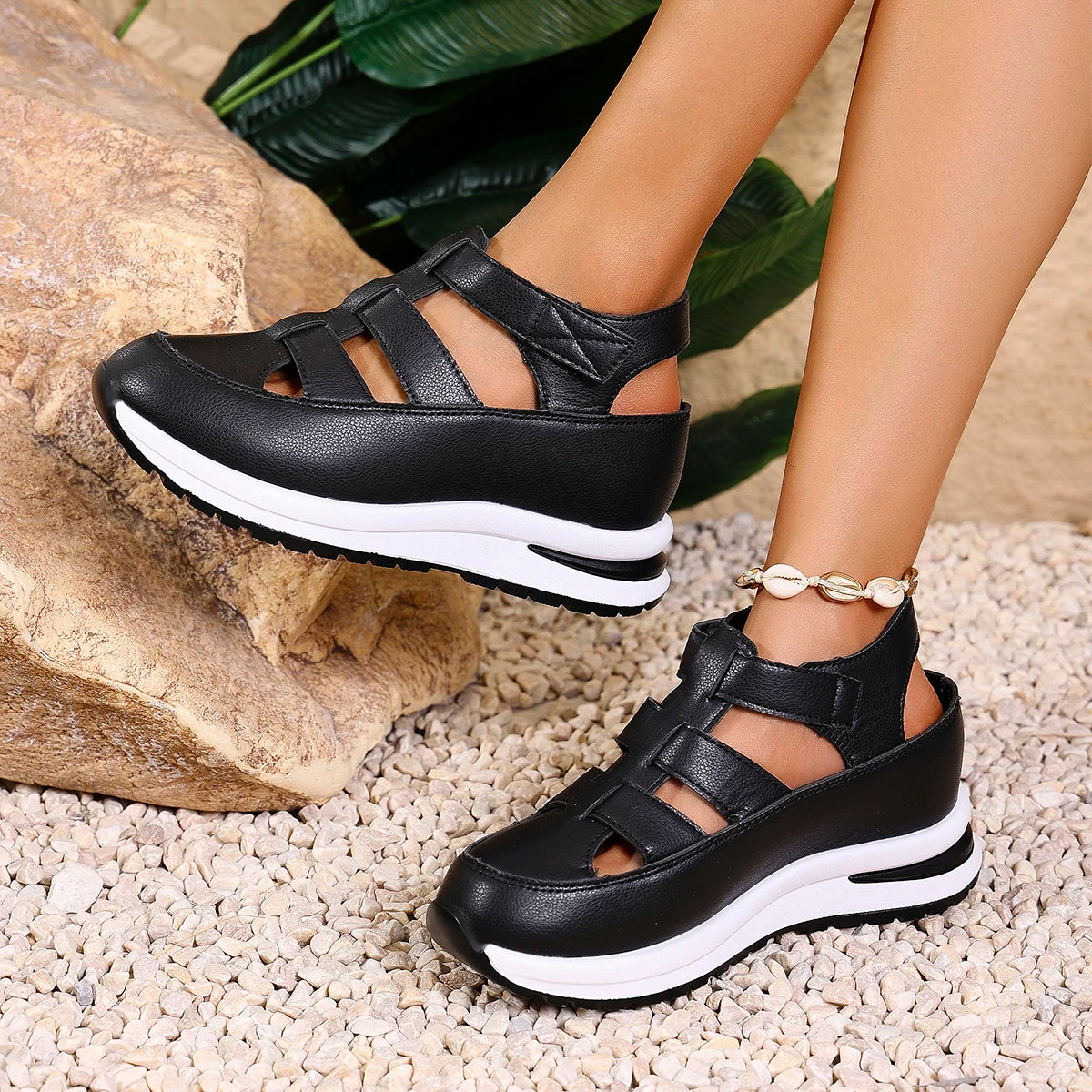 Women's Sandals Summer 2025 Shoes Platform Wedge High-heeled Gladiator Comfortable Casual New in Luxury White Round Toe on Offer