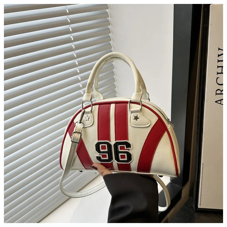 Striped Handbag Women Shoulder Bag, Chic Half Moon Armpit Bag, Stylish Tote Crossbody Bag for Women‘s Daily Work Party Travel