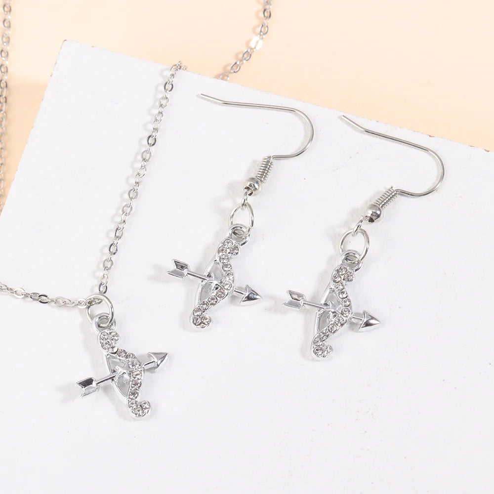 Gold/Silver Color Jewelry Set Luxury Shining Zircon Bear Crown Planet Earrings Necklace Sets For Party Anniversary Exquisite Gif