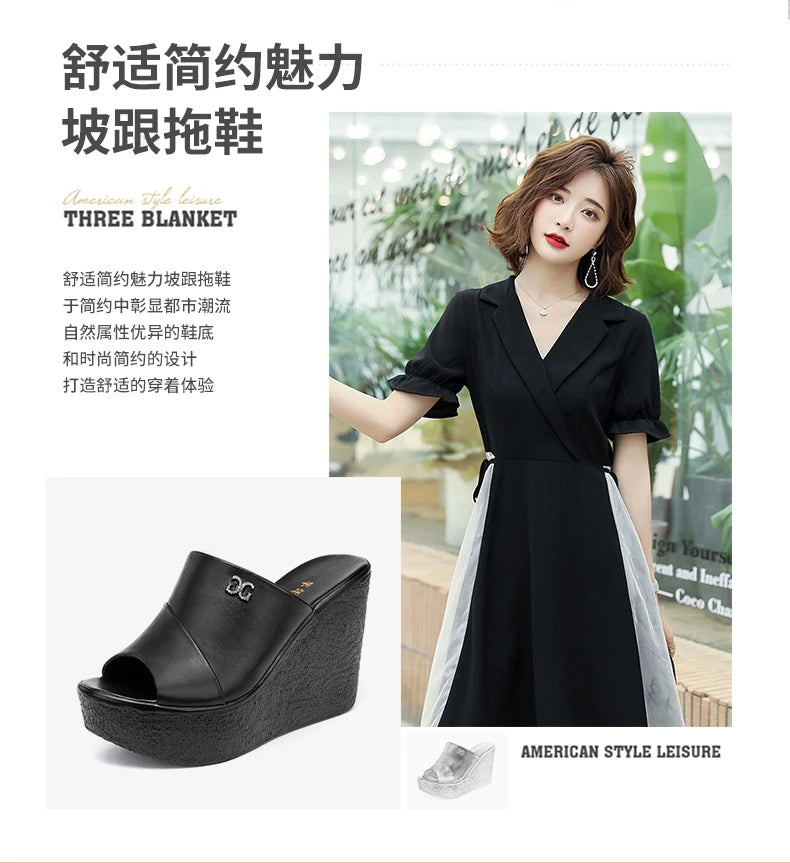 2024 Designer Summer Ladies Slippers New Fashion Thick Sole Wedge Women's Sandals High Heel Sandal Open Toe Fish Mouth Shoes