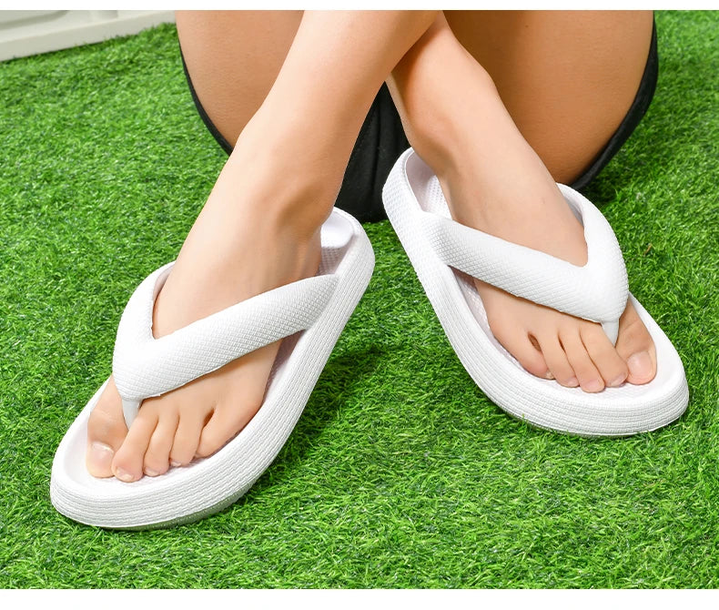 Ladies Lightweight Solid Color Sandals - Casual Indoor/Outdoor Couples Flip Flops, Comfortable Slip-On Beach Footwear