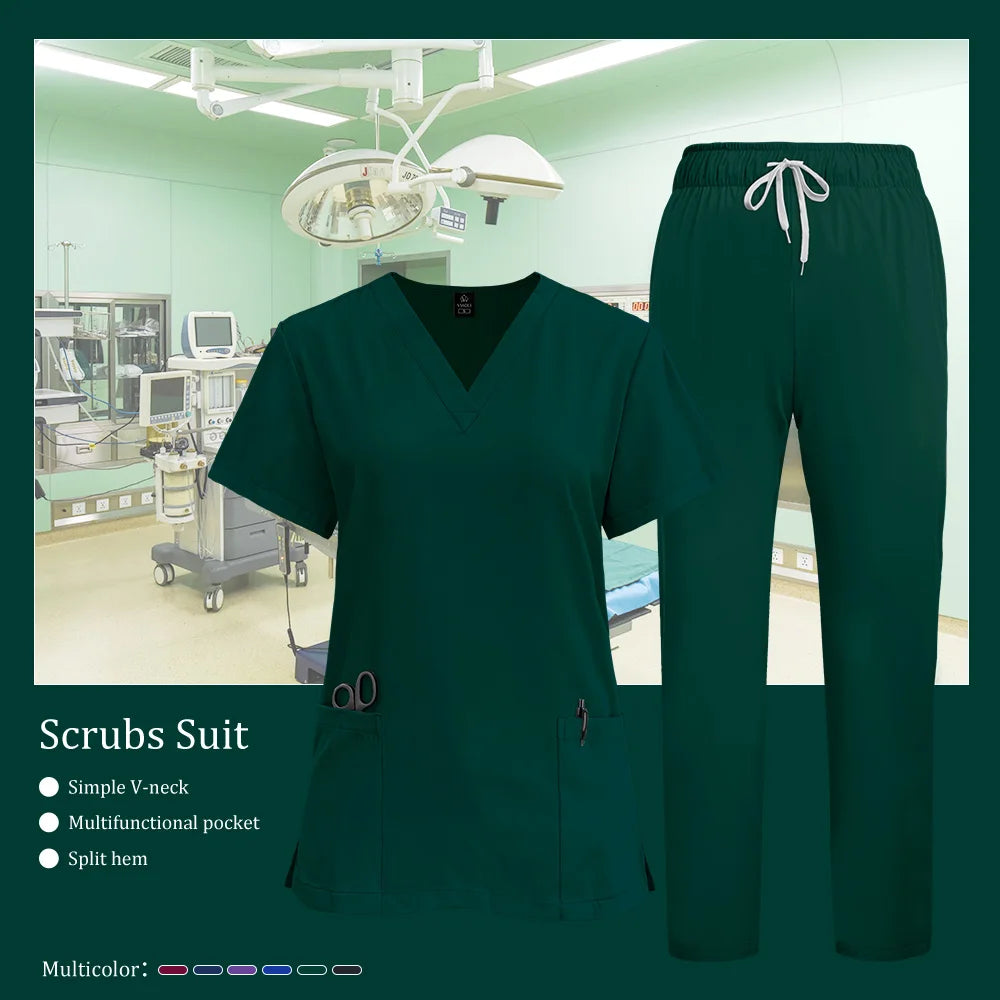 Scrubs Medical Unifroms Women Surgical Nursing Clothes V Neck Hospital Doctor Workwear Pet Clinic Veterinary Overalls Wholesale