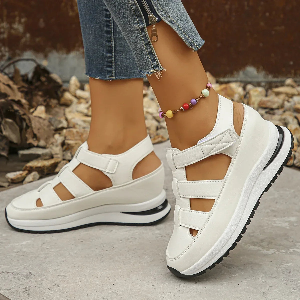 Ladies Shoes 2025 High Quality Buckle Strap Women's Sandals New Closed Toe Office and Career Summer Solid Wedge Sandals Zapatos