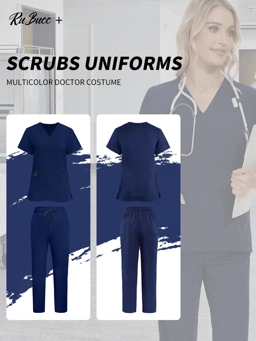 Scrubs Medical Unifroms Women Surgical Nursing Clothes V Neck Hospital Doctor Workwear Pet Clinic Veterinary Overalls Wholesale