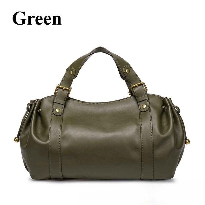 Women's Crossbody Simple Handbag Commuter Shoulder Boston Bag Stylish Versatile Work Bag Soft Polyester Interior