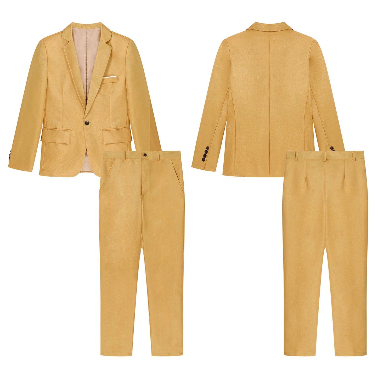 Men Gentleman Suit 2Pcs Formal Uniform Long Sleeve Lapel Blazer Jacket with Pants Office Meetings Business Wedding Party Outfits