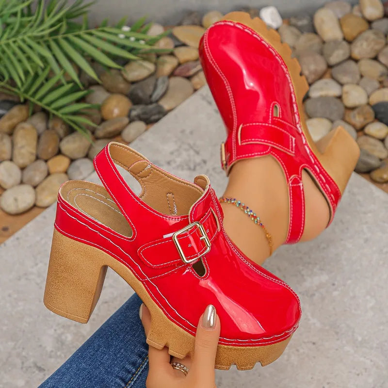 Super High Heels Sandals for Women Round Toe 2025 Summer Chunky Heel Comfortable Shoes Closed Toe Sophisticated Women's Shoes
