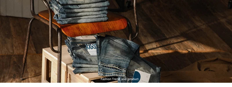 Italian Style Fashion Men Jeans Retro Blue Elastic Slim Fit Ripped Jeans Men Trousers Vintage Designer Casual Denim Pants Hombre