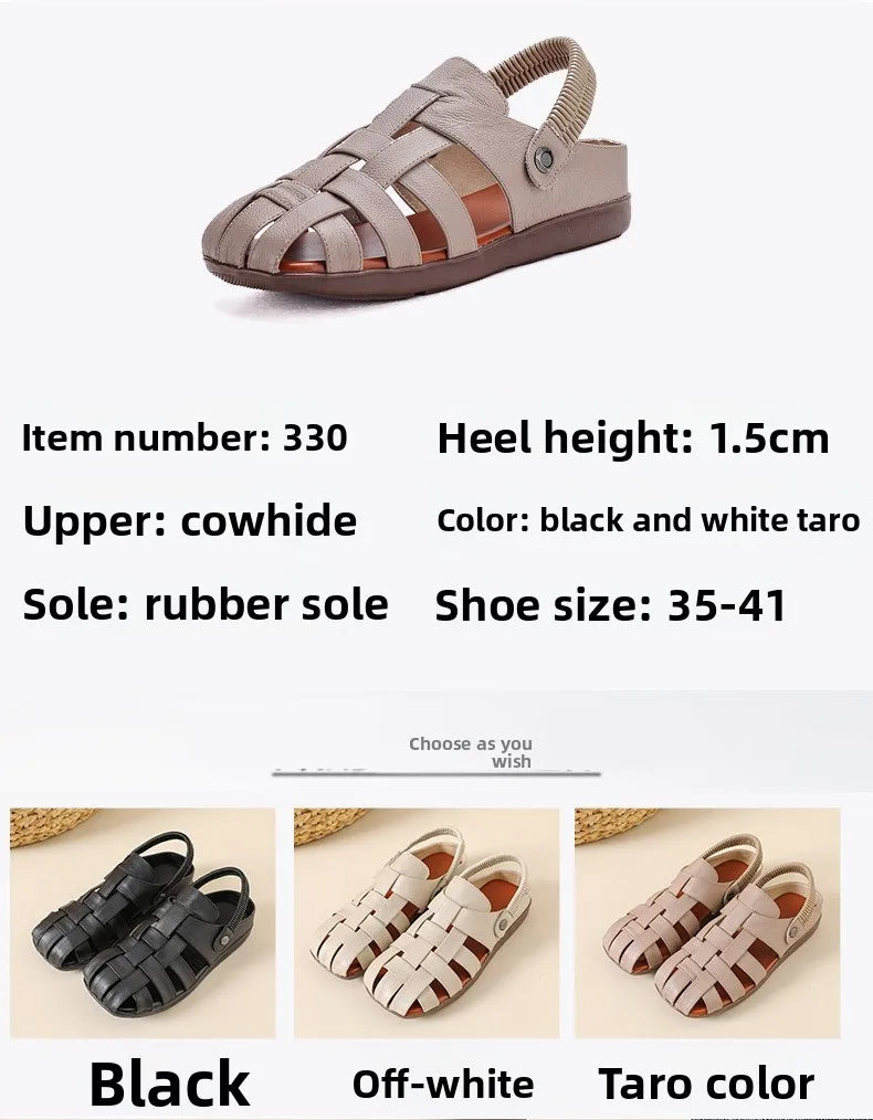 Women's Sandals - Completely Redesigned in 2026  Premium Leather Roman-style Women's Sandals - Flat Rubber Heel - Designer Model