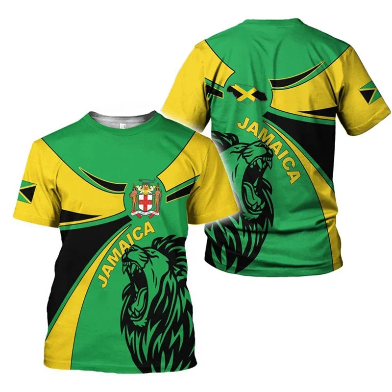 Jamaica Flag Emblem Graphic T Shirt For Men 3D Print Jamaican T-Shirt Tops Short Sleeve O Neck Mens Tee Shirts Streetwear