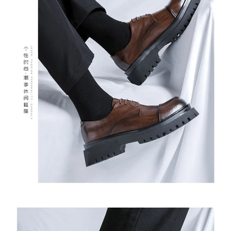 Men's Fashion Business Big Head Shoes Casual Comfortable Versatile Men Leather Shoes Wedding Party GroomHigh Quality Dress Shoes