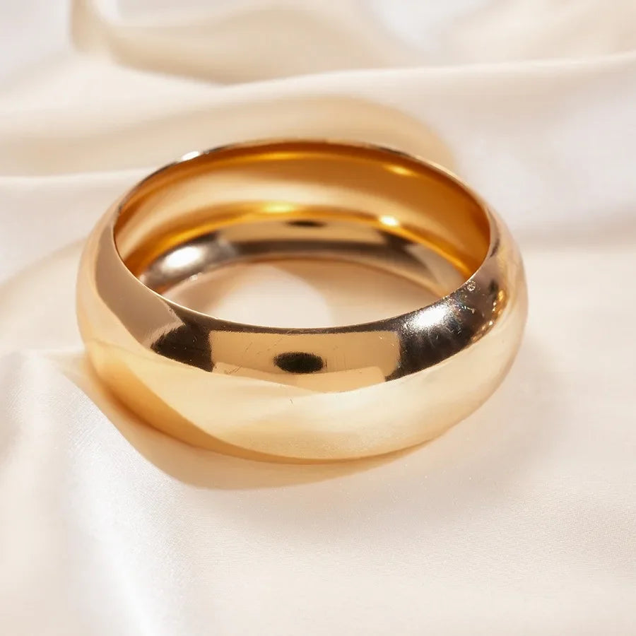 Golden Rock Geometric Metal Wide Open Bangles Statement Large Spring Cuff Bracelets Unisex Massive Party Jewelry Gifts New F