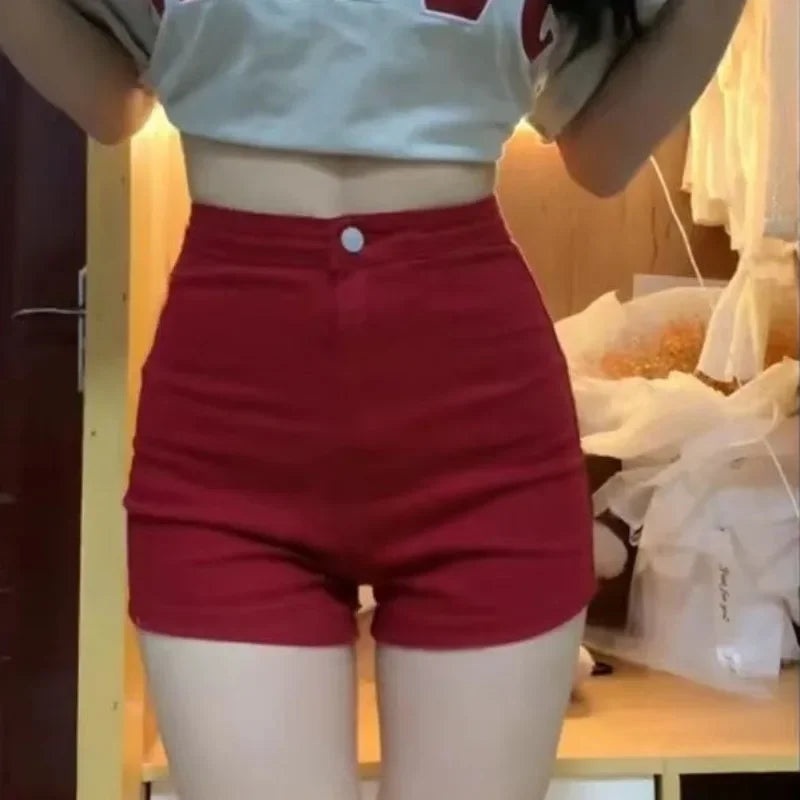 Women's Denim Shorts Summer Red Jorts Female Short Jeans Pants Aesthetic Outfits Fashion Clothing 2025 New In Youthful Luxury XL